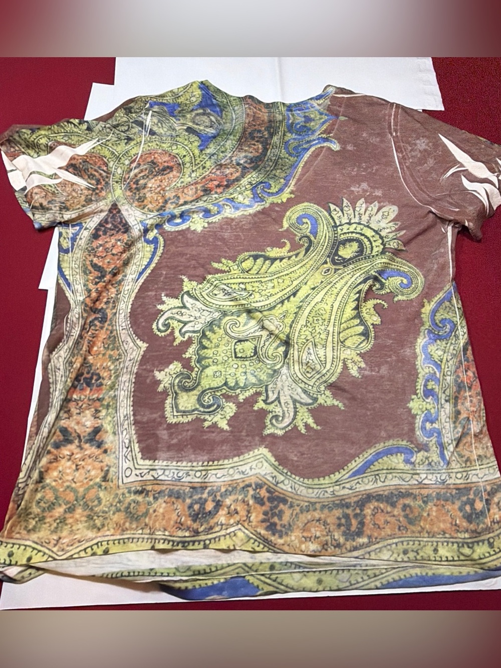 Lane Bryant short sleeved Shirt women’s 14/16, Brown Paisley  Rhinestones V Neck
